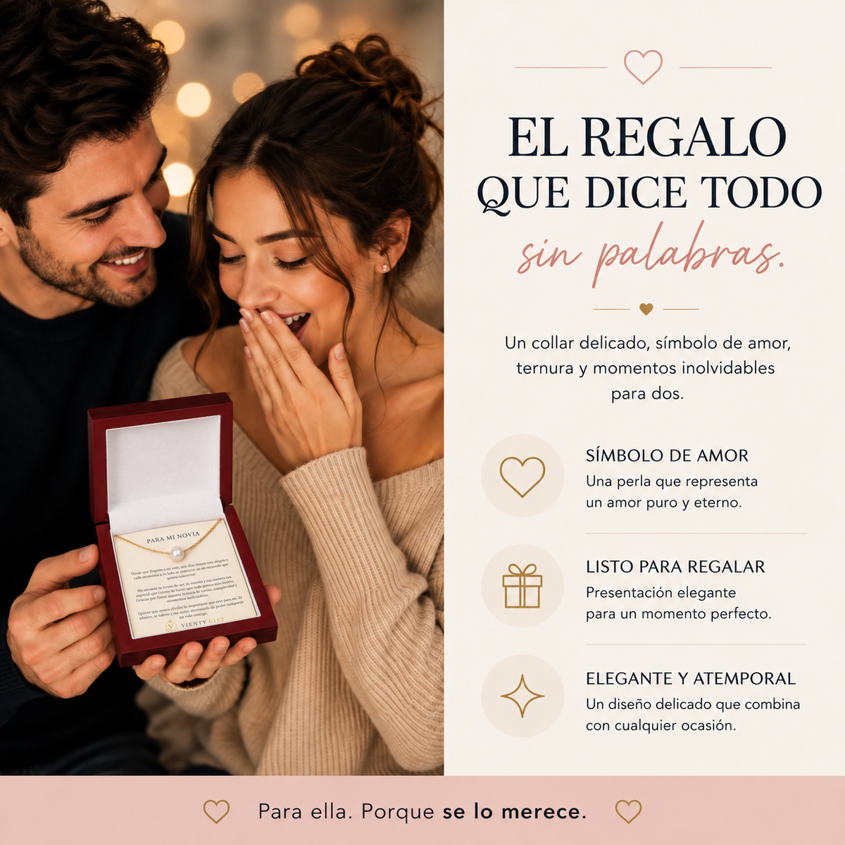 Collar con Perla y Mensaje ❤️ – Un Regalo que Dice Todo lo que Sientes