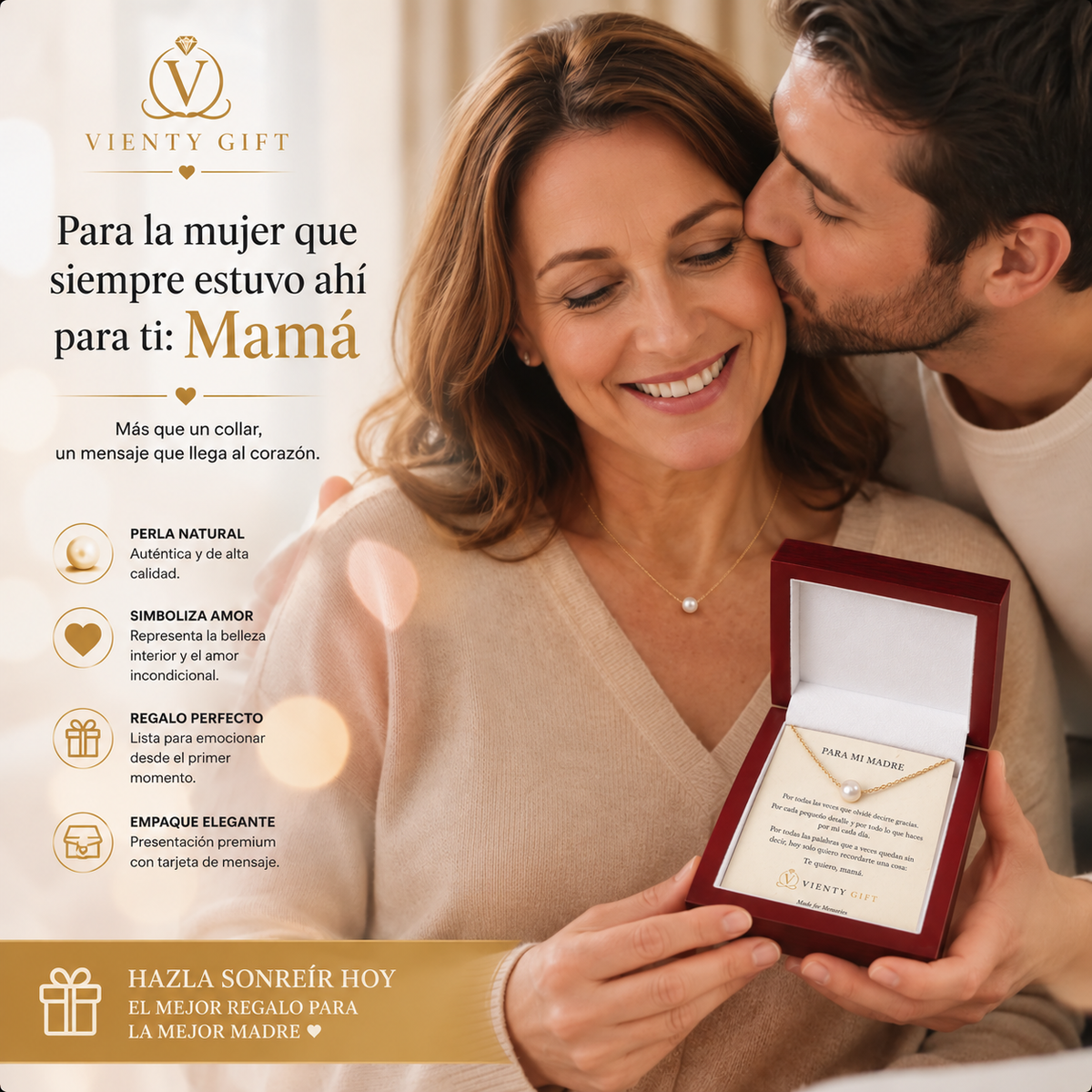 Collar con Perla para Mamá ❤️ – Un Regalo que Dice Todo lo que Sientes