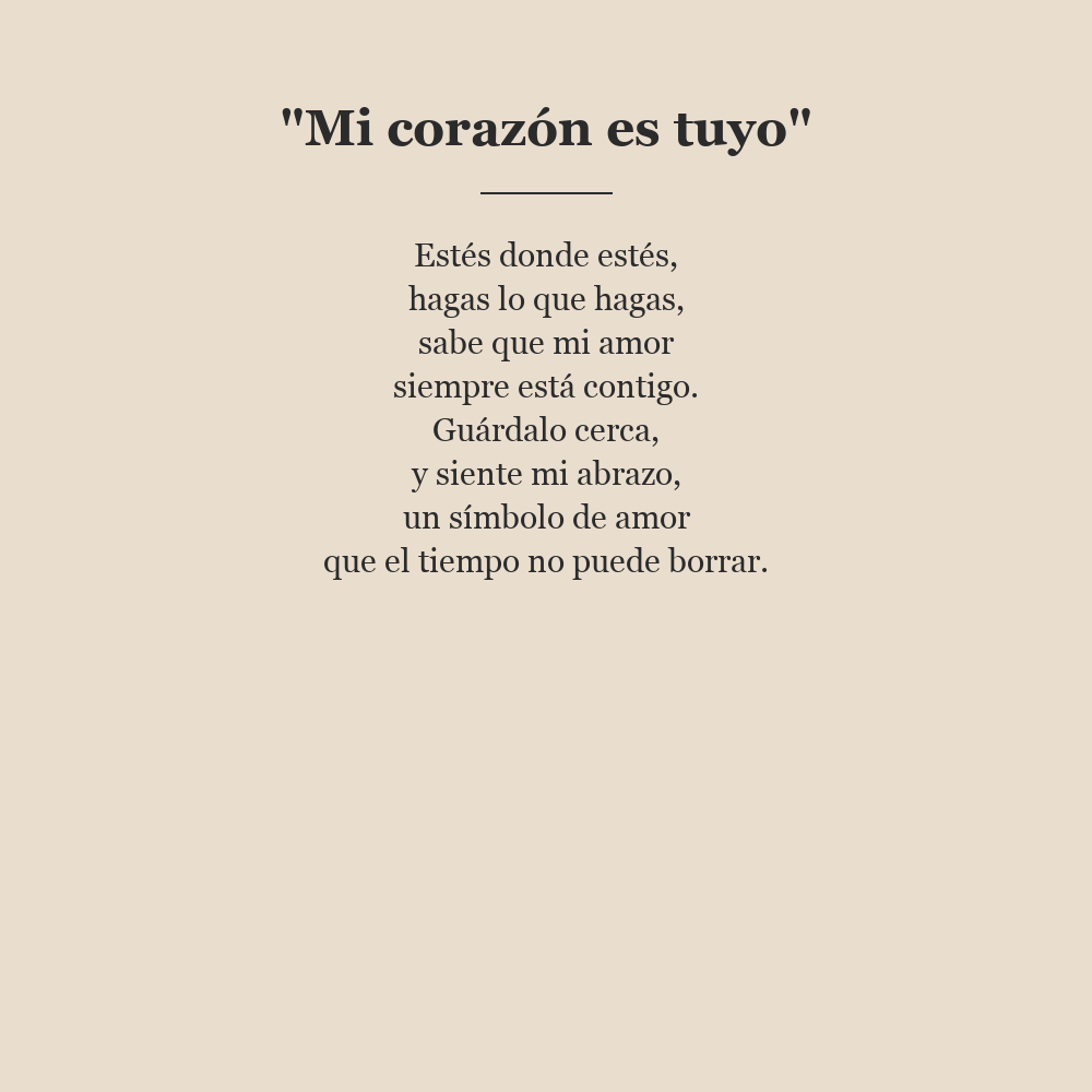 Tarjeta de mensaje en español - Mi corazón es tuyo