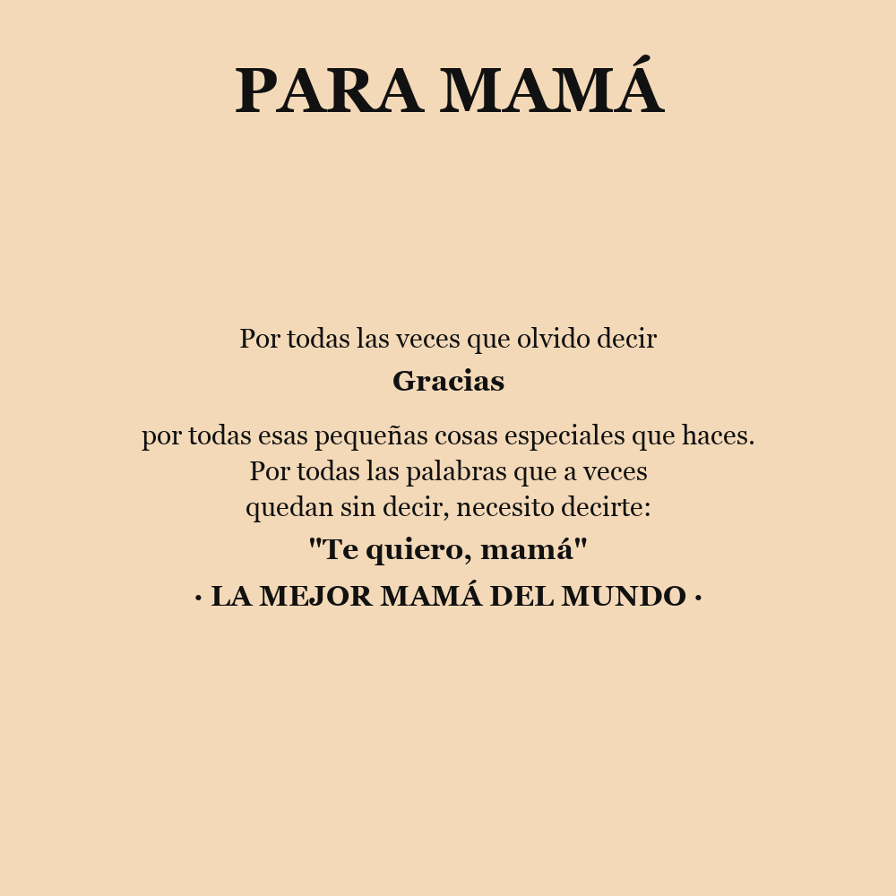Tarjeta de mensaje en español - Para mamá