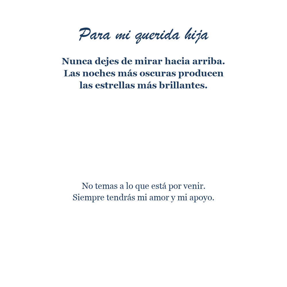 Tarjeta de mensaje en español - Para mi querida hija