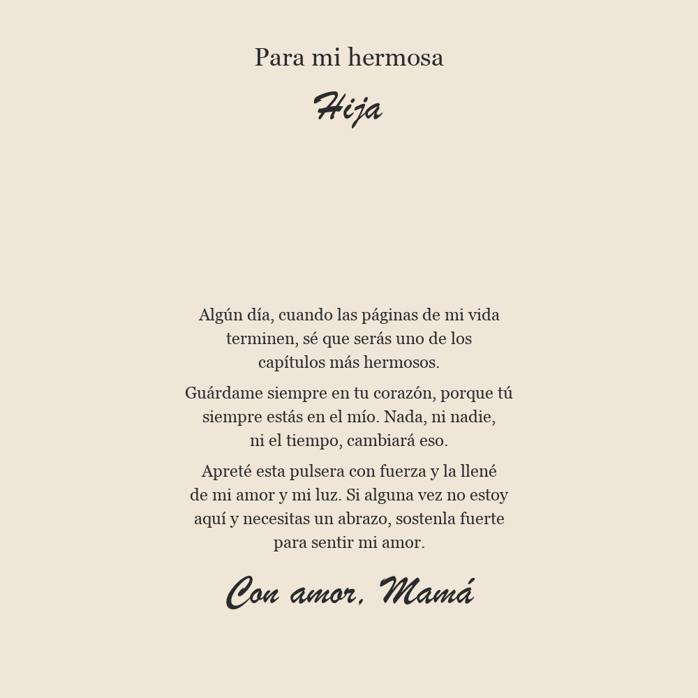 Tarjeta de mensaje en español - Para mi hermosa hija